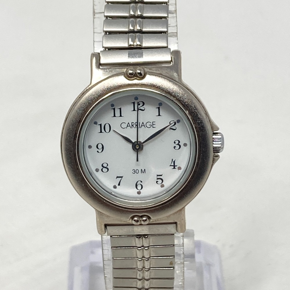 Carriage Timex Watch Women 26mm Silver Tone NO INDIGLO Matte New Batter SMALL 6"